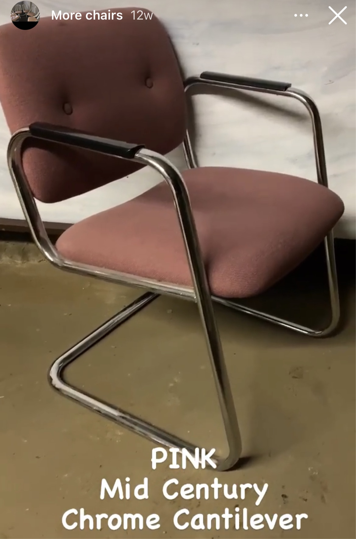 Pink and Black Mid Century Cantilever Desk Chair