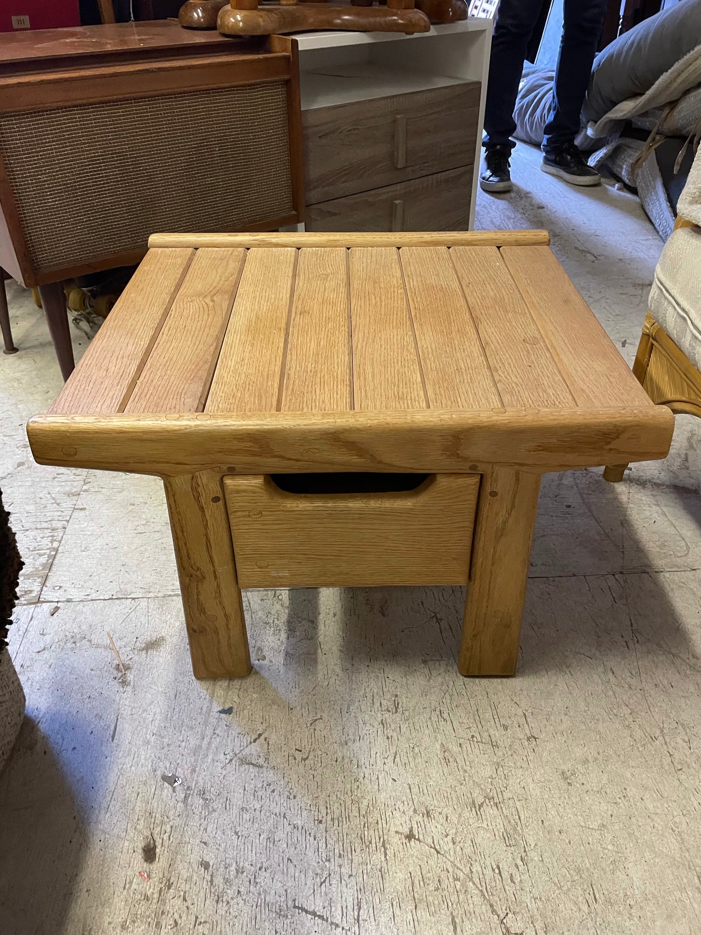 Solid Wood Mid Century Platform Style Side Table