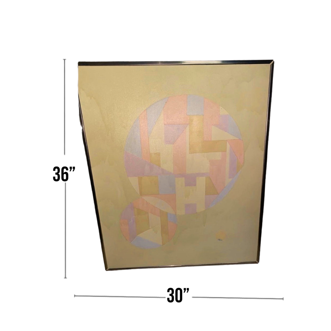 1970s Pastel Colored Geometric /Optism Painting