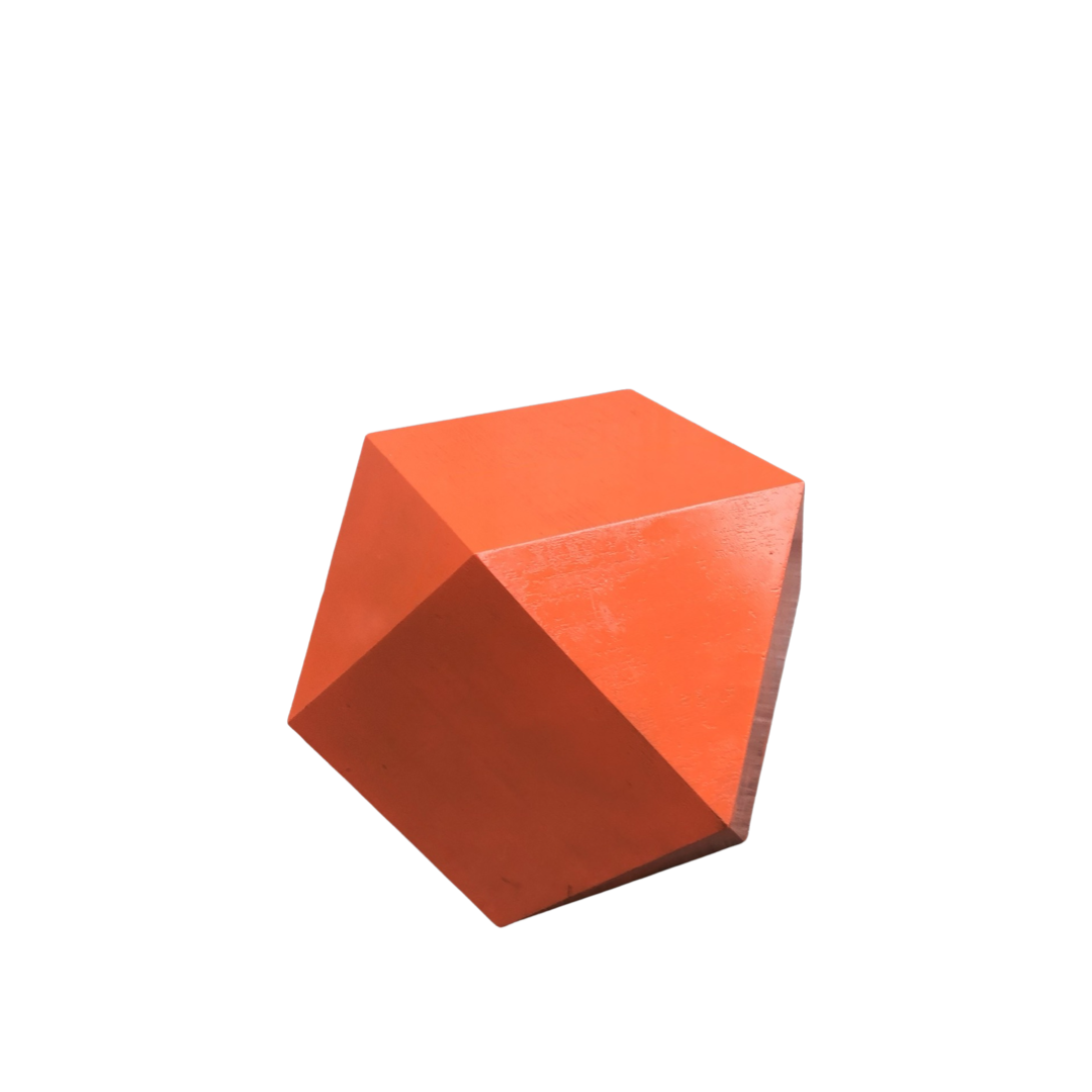 Orange Painted Wood Hexagon Stool or Small Table