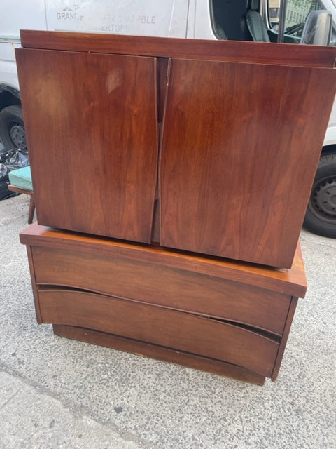 Mid-Century Modern Tall Boy Mule Chest Cabinet Top Dresser