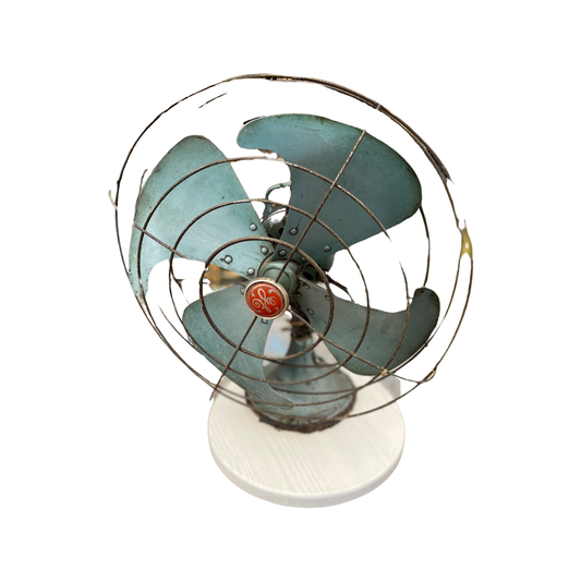 Vintage GE Vortalex Retro Blue Green Industrial Fan