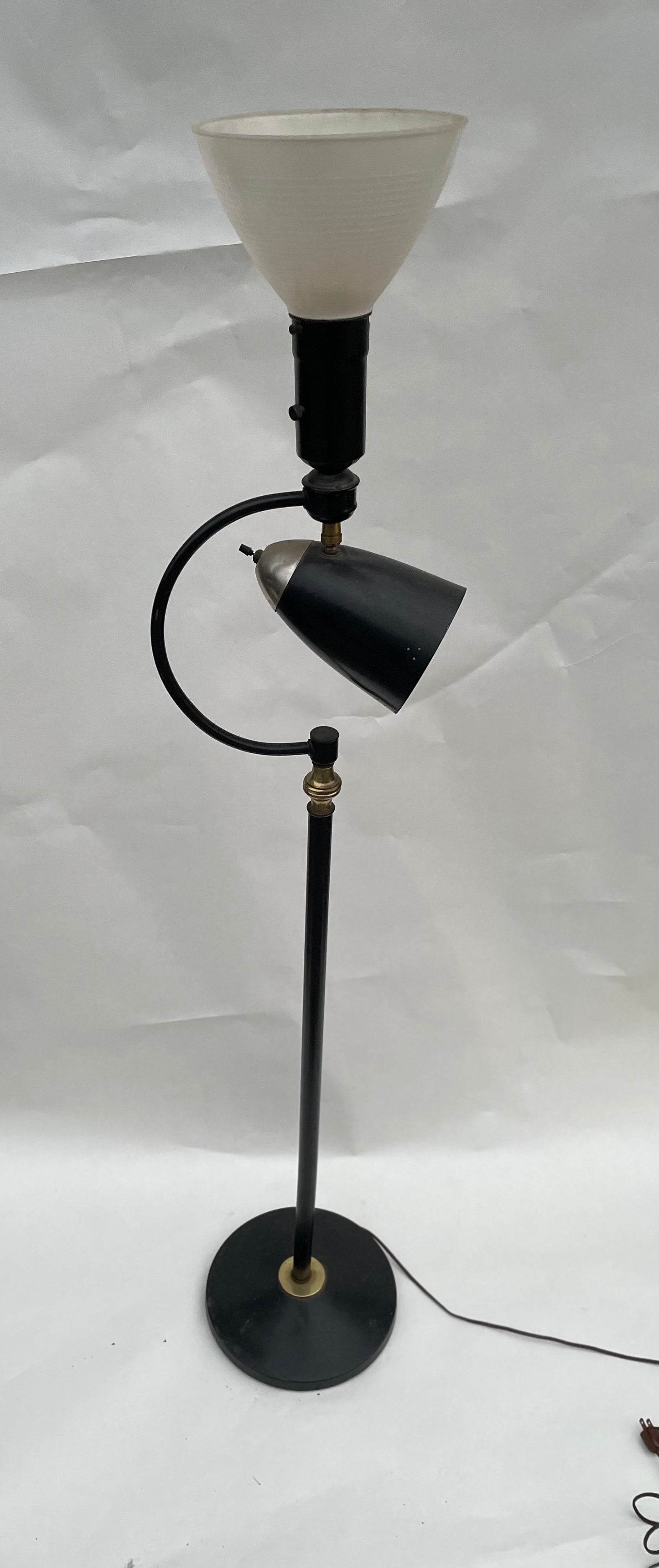 MCM Black Jean Boris Lacroix Floating Black and Brass Floor Lamp