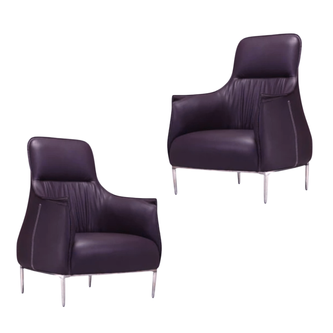 Ceets Court Chairs in Plum Leatherette Lounge Chairs