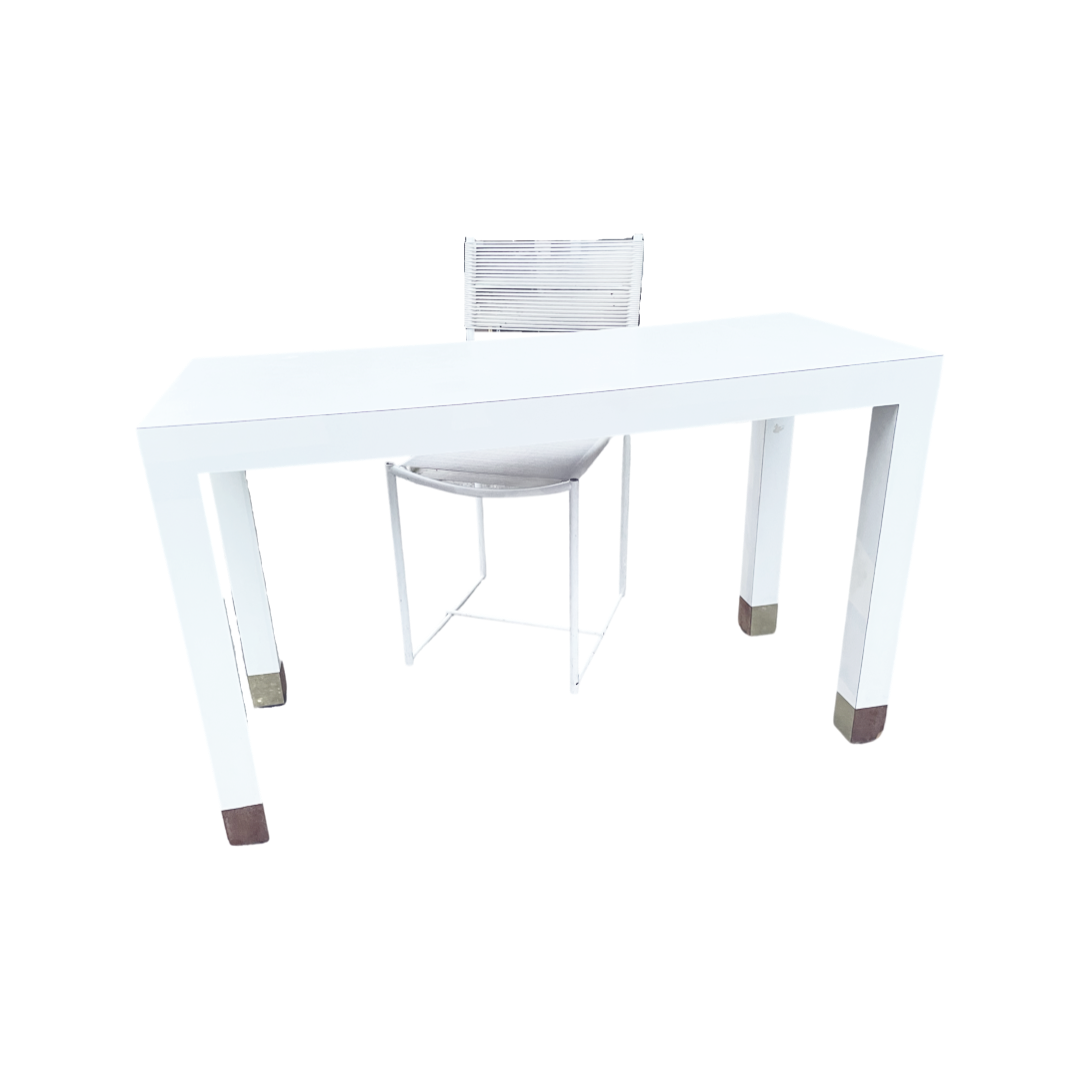 White and Brass Laminate Console Table