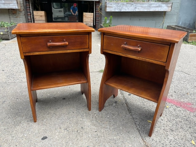 Pair of Craft Style Solid Maple Nightstands