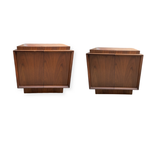 Pair of MCM Brutalist Dark Walnut Nightside Tables