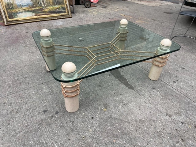 Diego Giacometti Style Glass and Metal Coffee Table