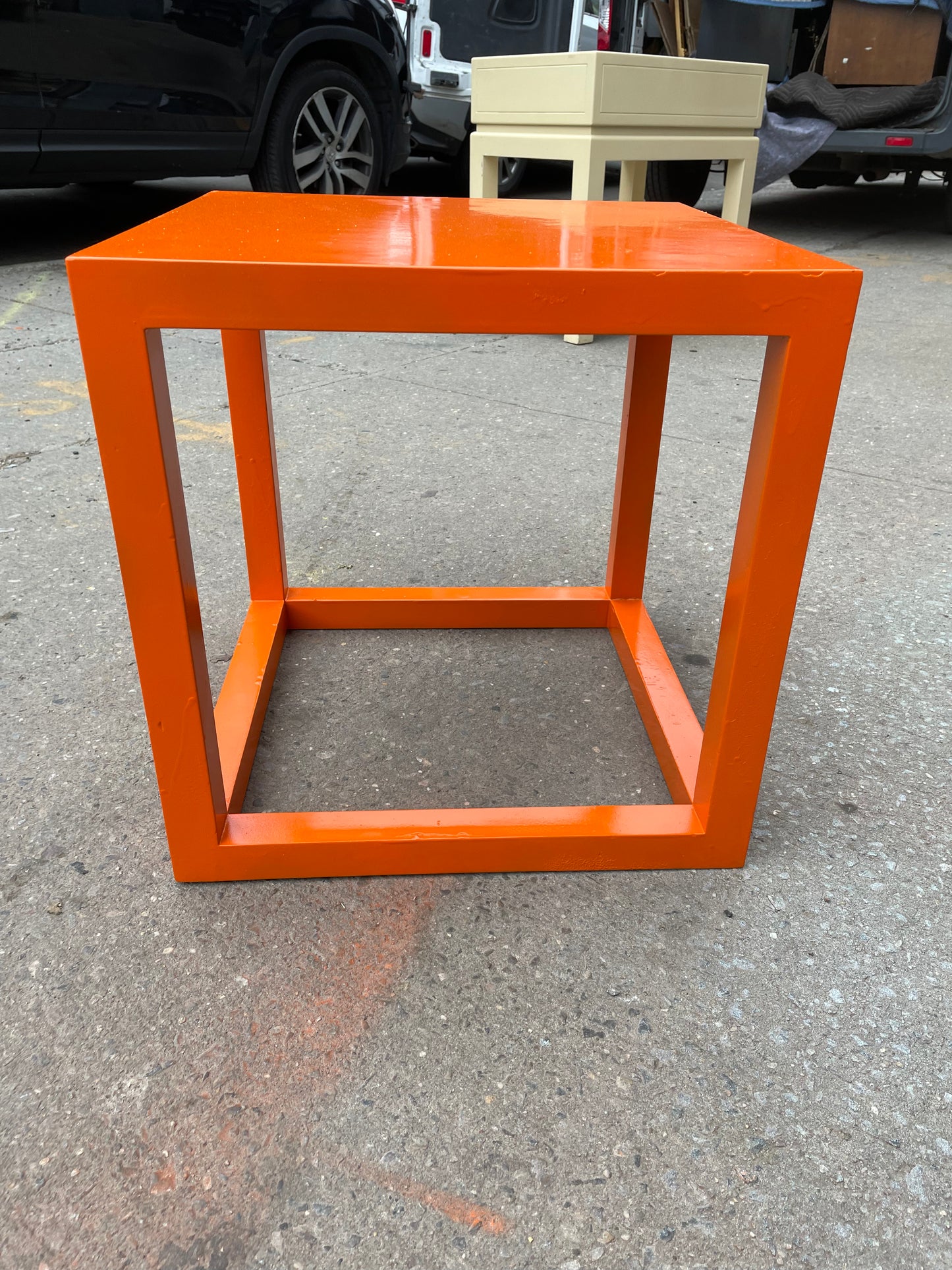 Orange High Gloss Painted Jonathan Adler Cube