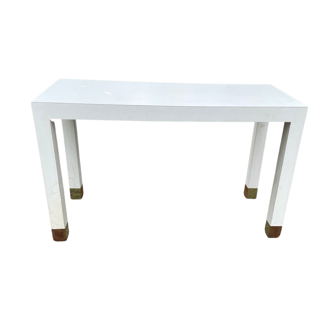 White and Brass Laminate Console Table