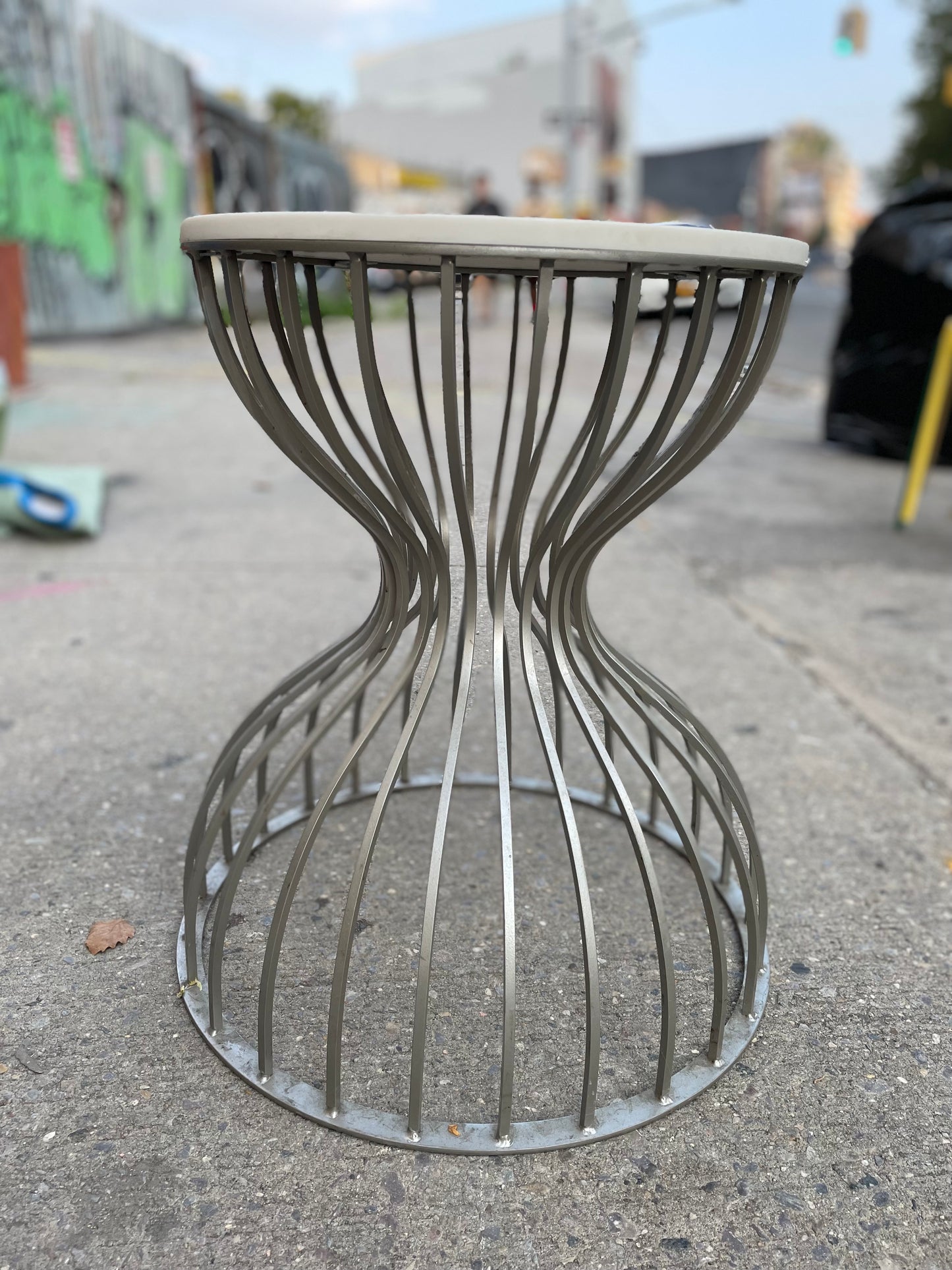 Round Metal Cage Hour Glass Side Table