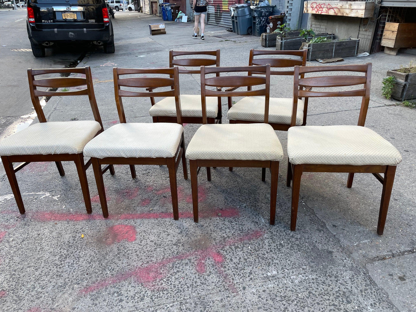 Rectangle Mid Century Modern Dining Table and Cat Eye Mid-Century Modern Dining Chairs (6 Chairs Available Table and Chairs Sold Separately)