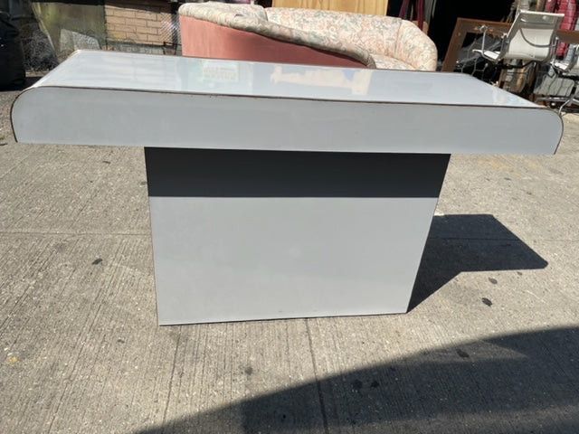 Postmodernist Grey Laminate Console Table with Gold Trim