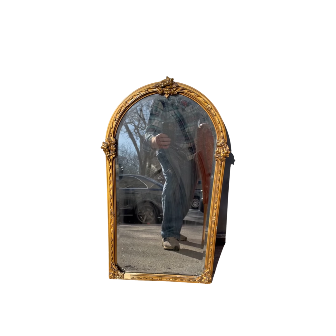 Small Gold Antique Archway Shaped Mirror