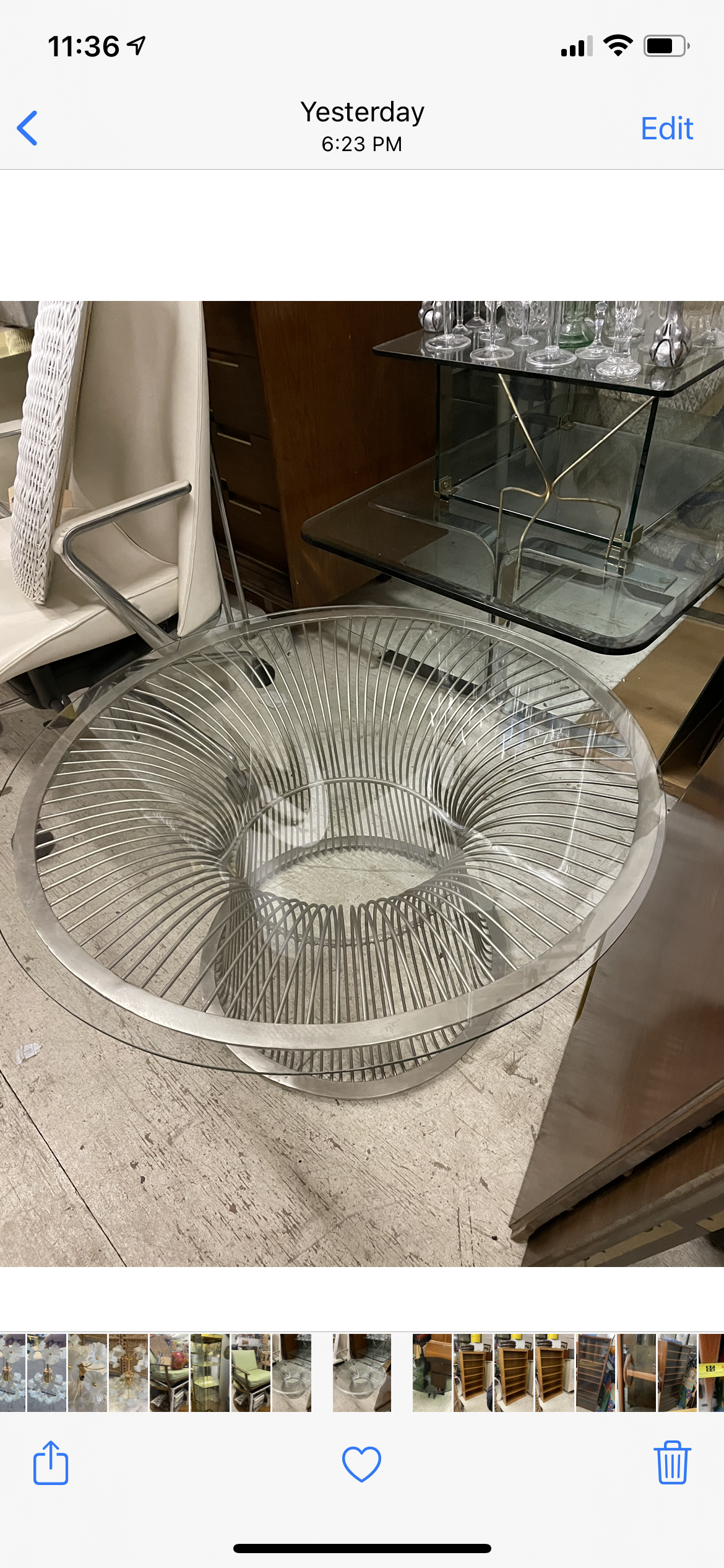 Platner Style Metal & Glass Coffee Table