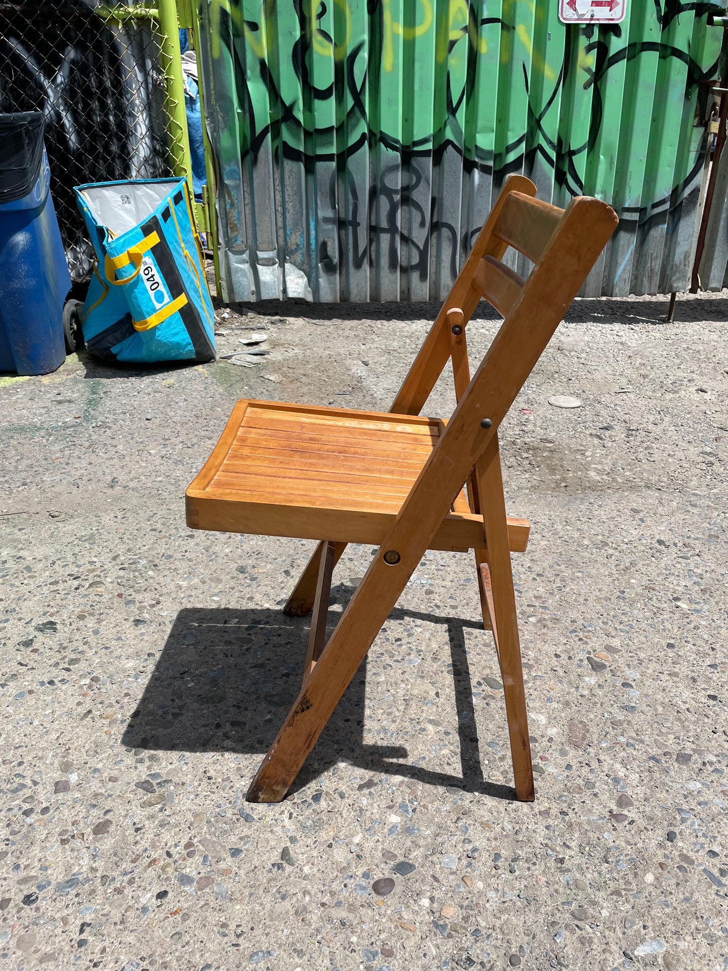 Medium Dark Wood Slatted Dining Chairs (Priced Individually)