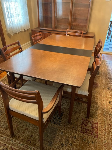 Rectangle Mid Century Modern Dining Table and Cat Eye Mid-Century Modern Dining Chairs (6 Chairs Available Table and Chairs Sold Separately)