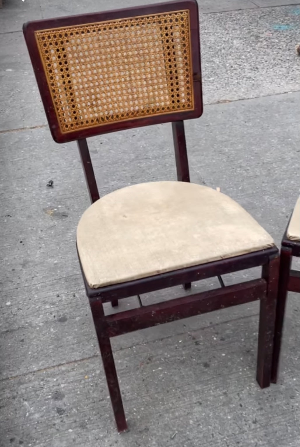 Pair of Vintage Stackmore Folding Cane Back Chairs