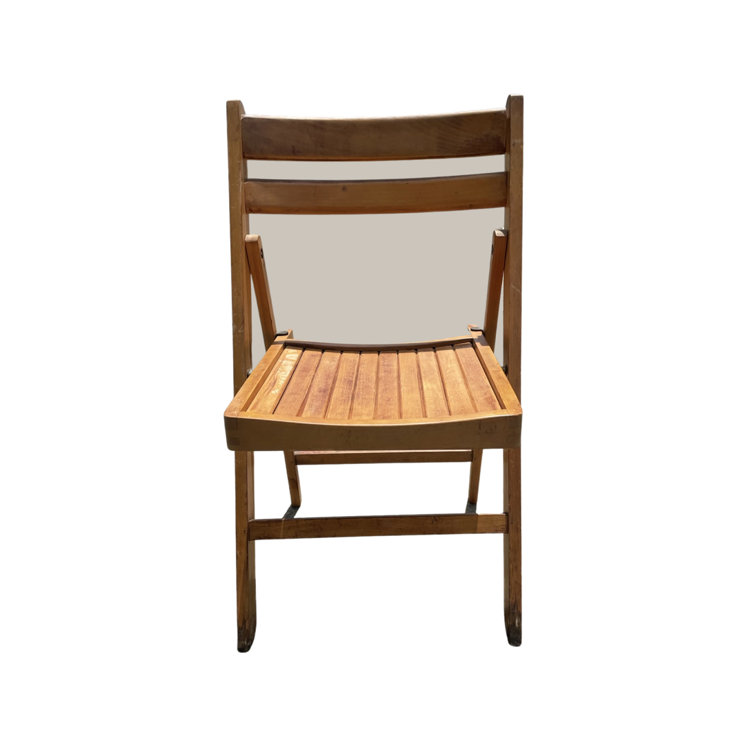 Medium Dark Wood Slatted Dining Chairs (Priced Individually)