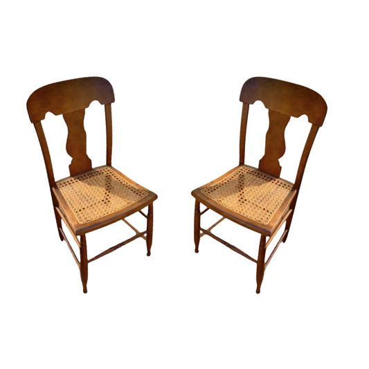 Pair of Westlake Style Hand Caned Dining Chairs