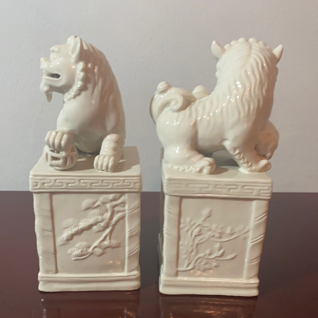 Pair of Antique Porcelain Foo Dogs (Bookends)