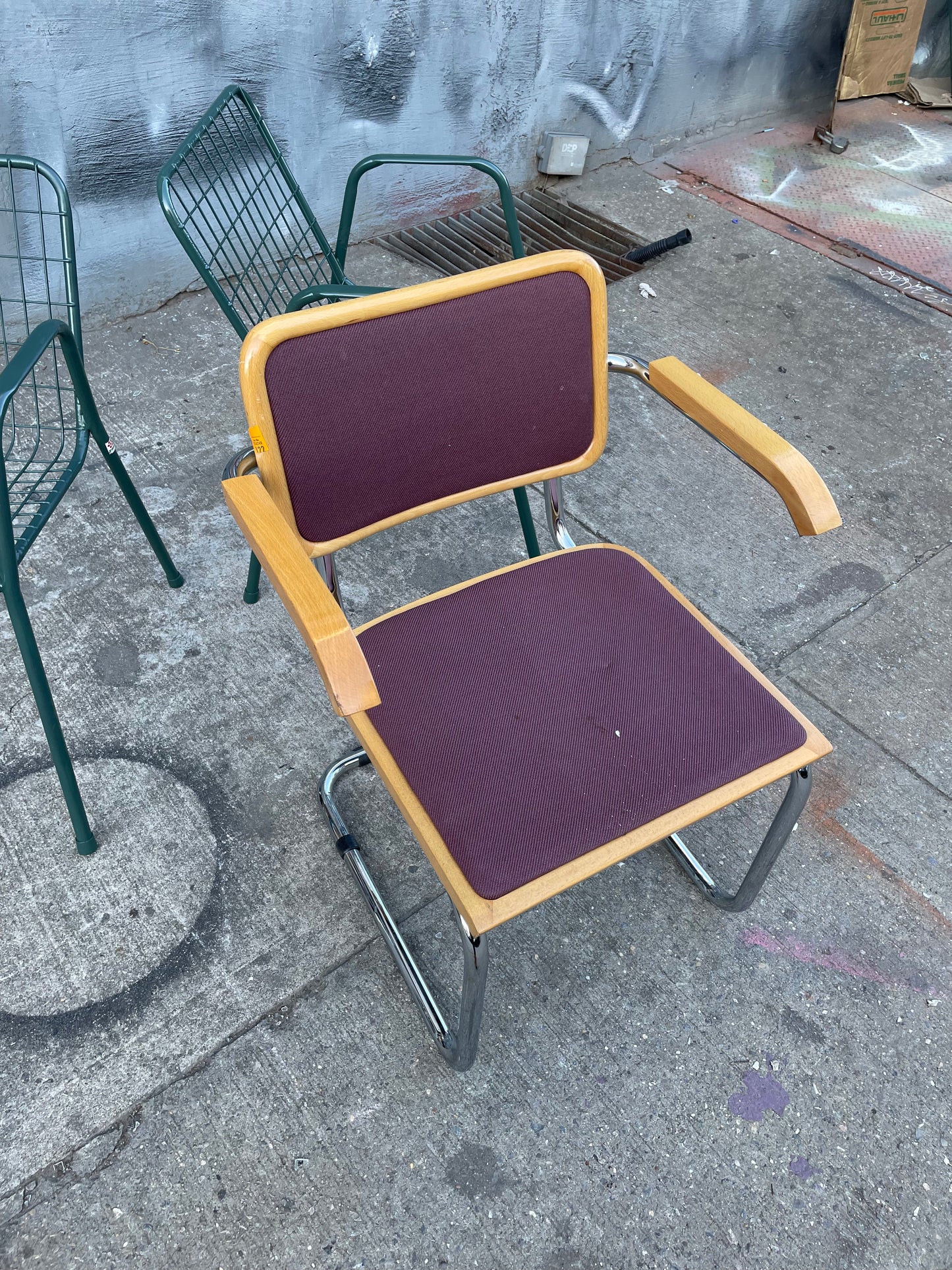 Purple and Blonde Wood Chrome Cesca Single Chair