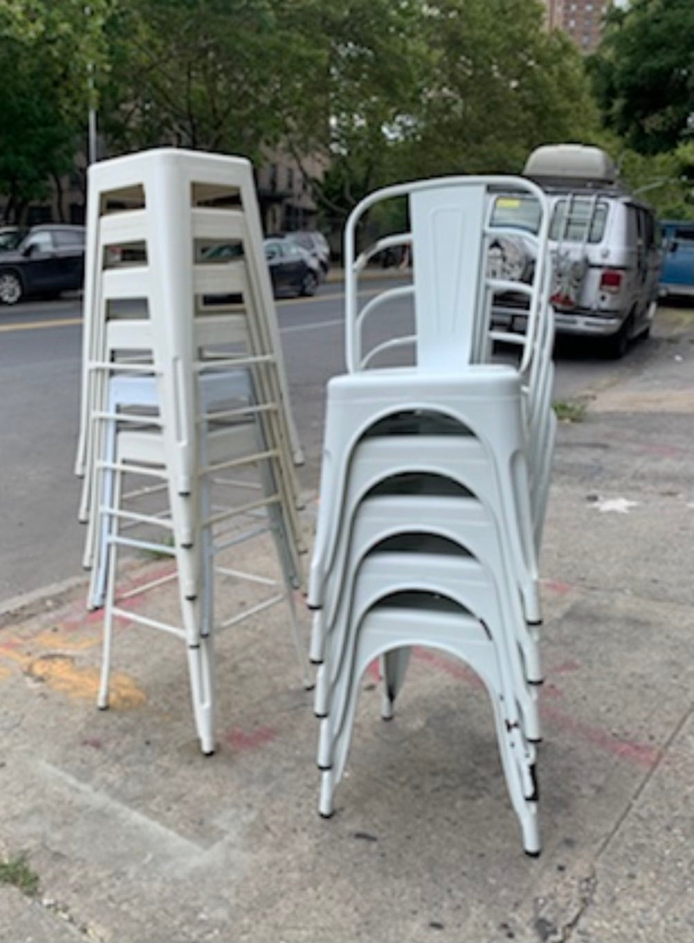 Matte White Metal Indoor/Outdoor Stackable Bistro Chairs (Priced Individually)