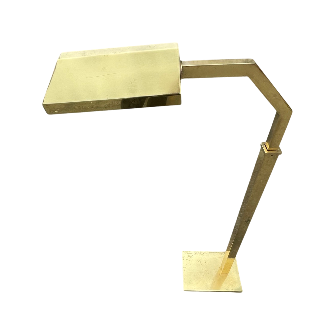 Geometric Chapman Brass Pharmacy Floor Lamp Adjusts 38-53” tall