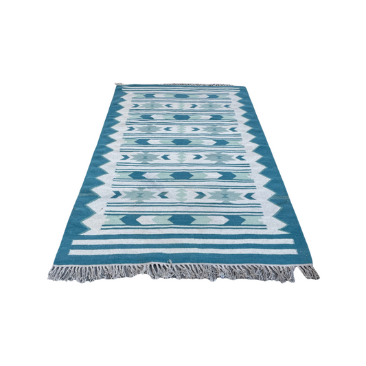 Teal Southwestern Handmade Style Boho Rug 5x8’