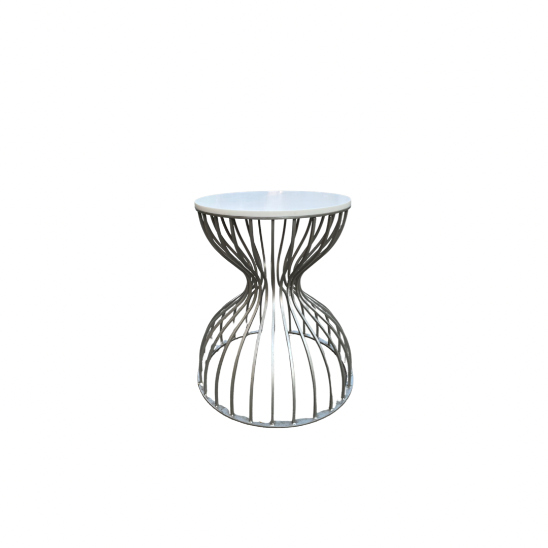 Round Metal Cage Hour Glass Side Table