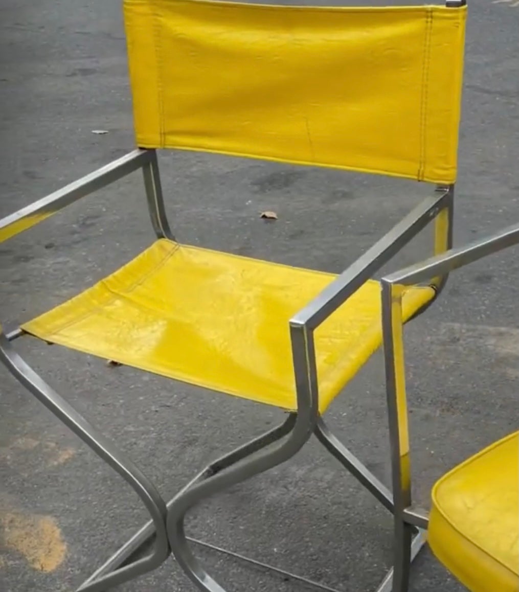 Yellow and Chrome Directors Chair