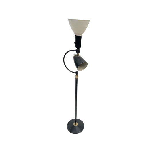 MCM Black Jean Boris Lacroix Floating Black and Brass Floor Lamp