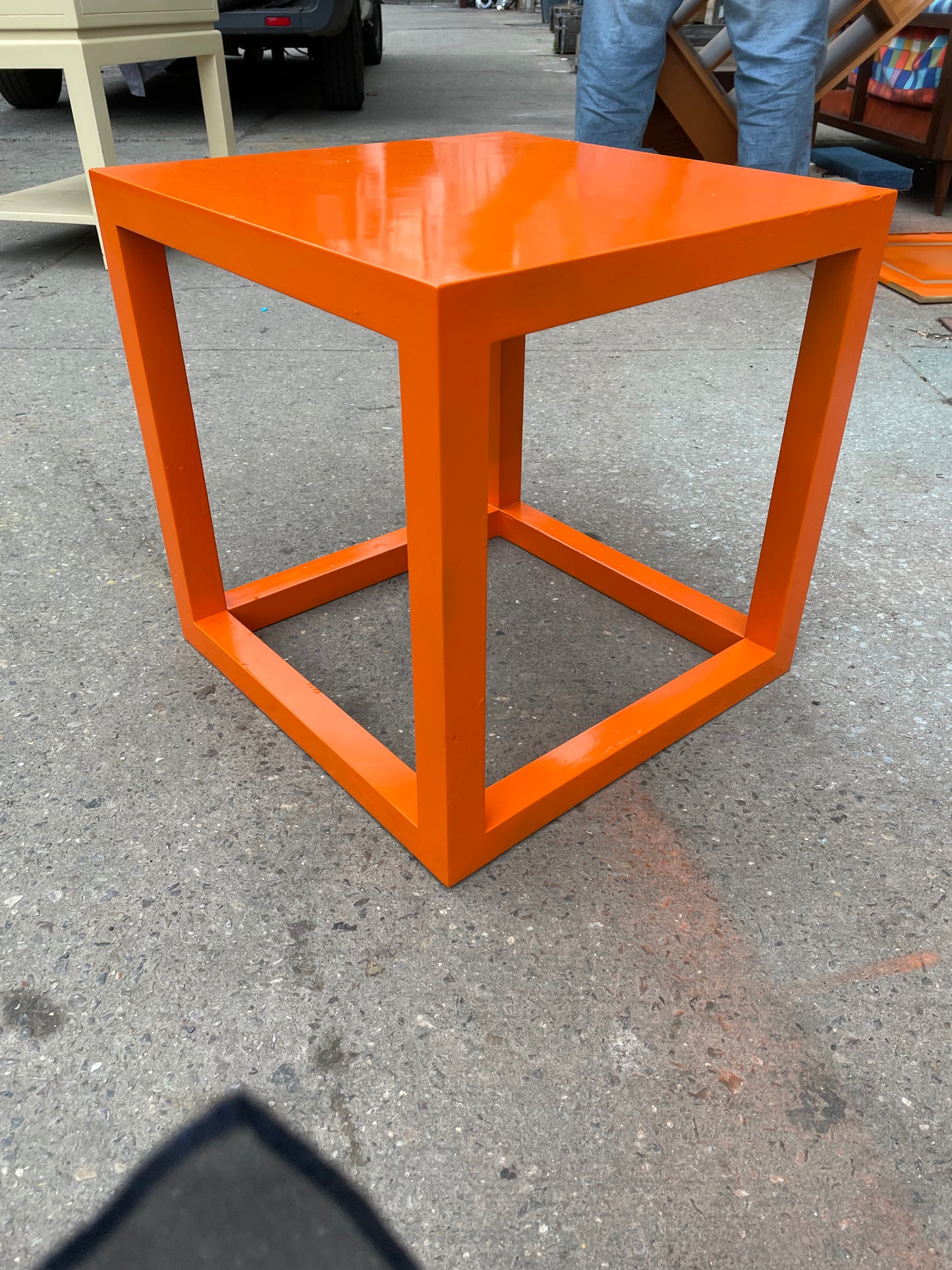 Orange High Gloss Painted Jonathan Adler Cube