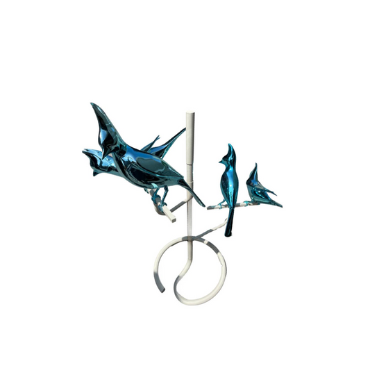 Metallic Blue Bird Sculpture