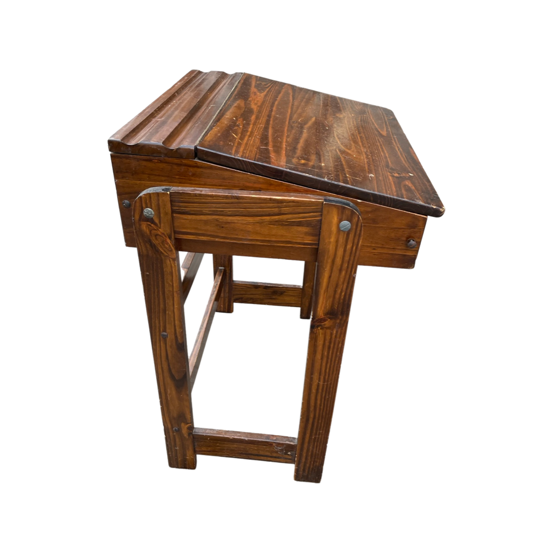 Vintage Industrial Solid Wood School Desk