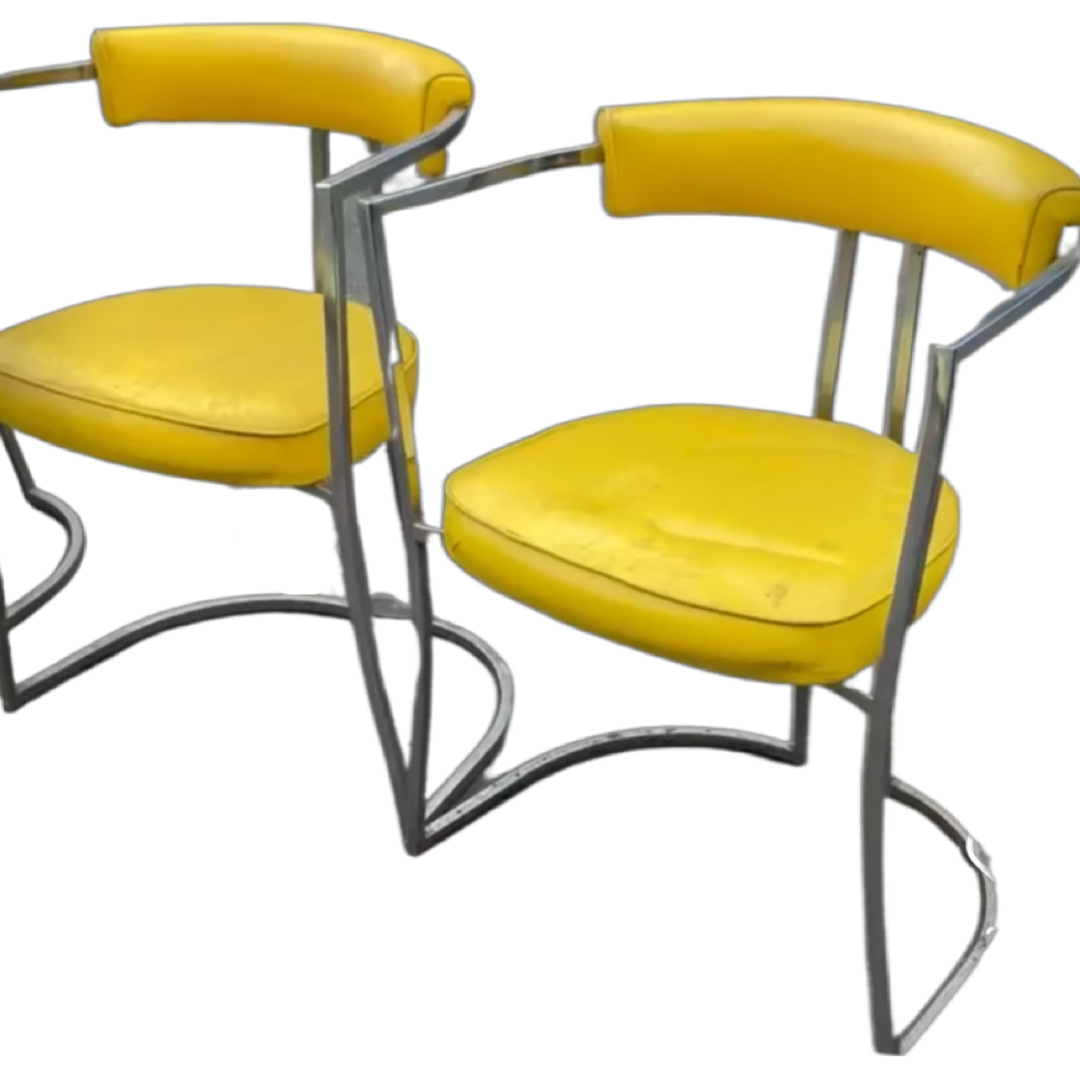 Yellow and Chrome Directors Chair