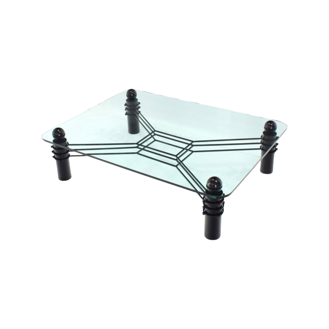 Diego Giacometti Style Glass and Metal Coffee Table