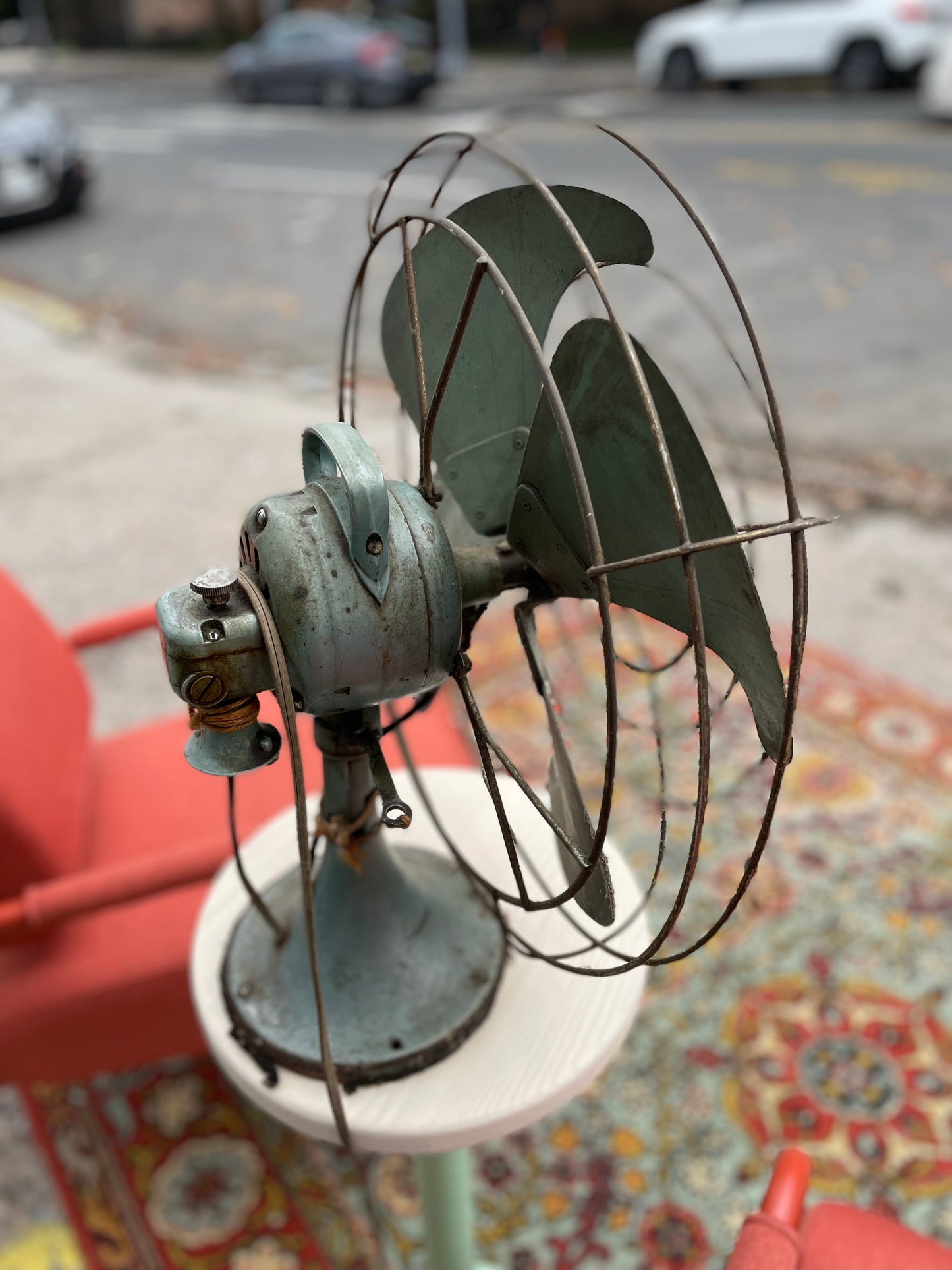 Vintage GE Vortalex Retro Blue Green Industrial Fan