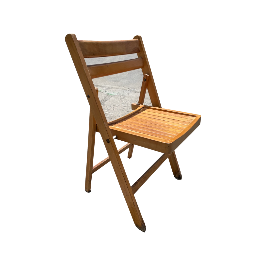 Medium Dark Wood Slatted Dining Chairs (Priced Individually)