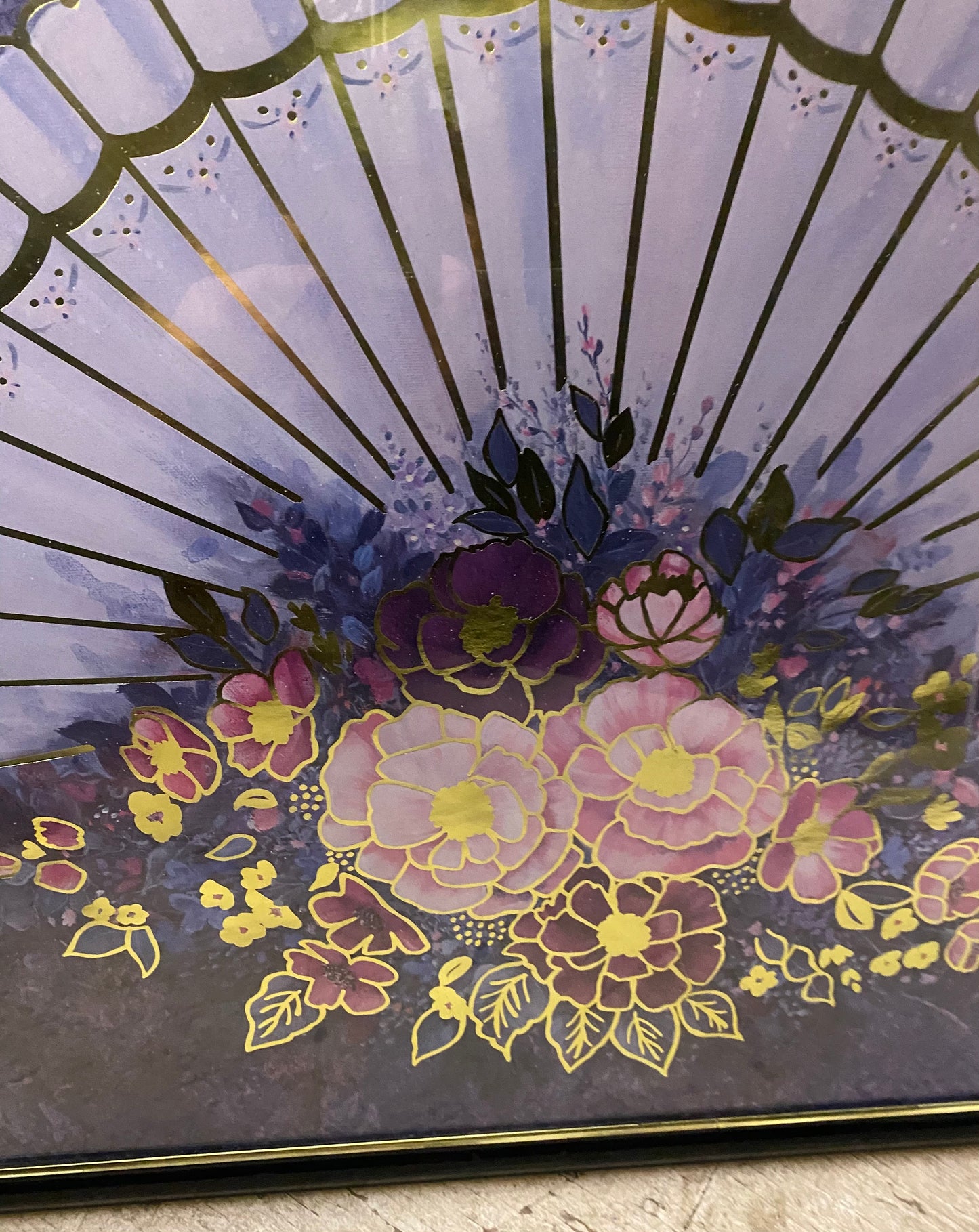 Asian Foil Floral Fan Art