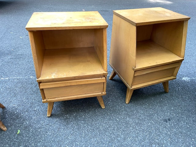 Pair of MCM Light Wood Nightstands