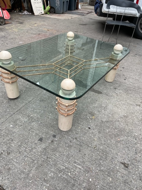 Diego Giacometti Style Glass and Metal Coffee Table