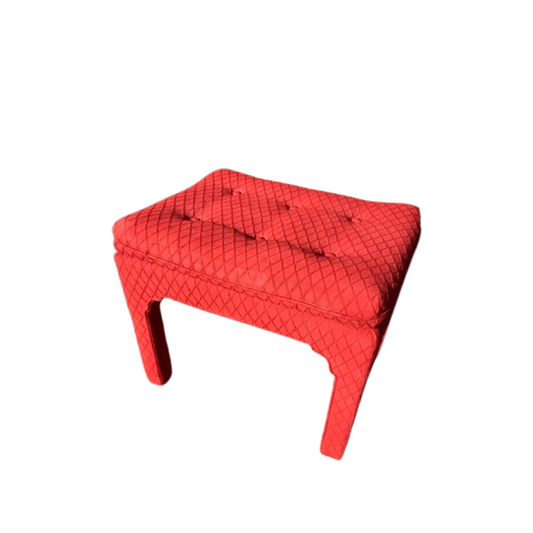 Parsons Style Red Tufted Ottoman Bench