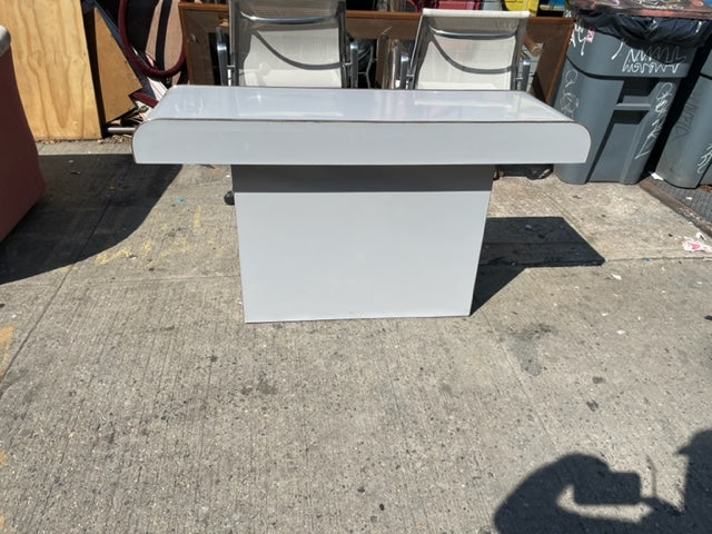 Postmodernist Grey Laminate Console Table with Gold Trim