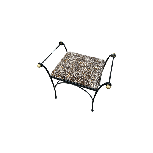 Modern Iron Leopard Print Cerule Vanity Stool