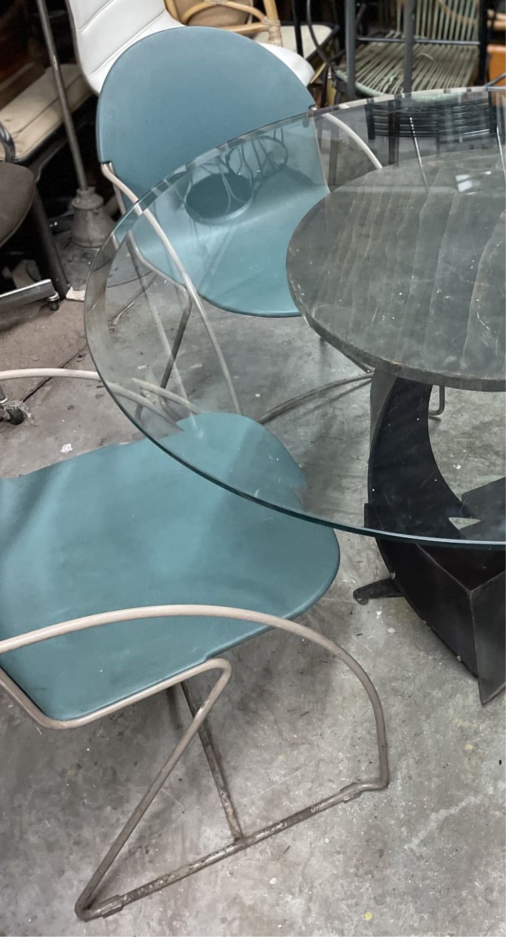 Set of 3 Mint Green Memphis Group Style Stacking Chairs by Steelcase