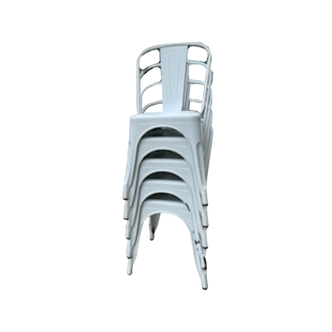 Matte White Metal Indoor/Outdoor Stackable Bistro Chairs (Priced Individually)