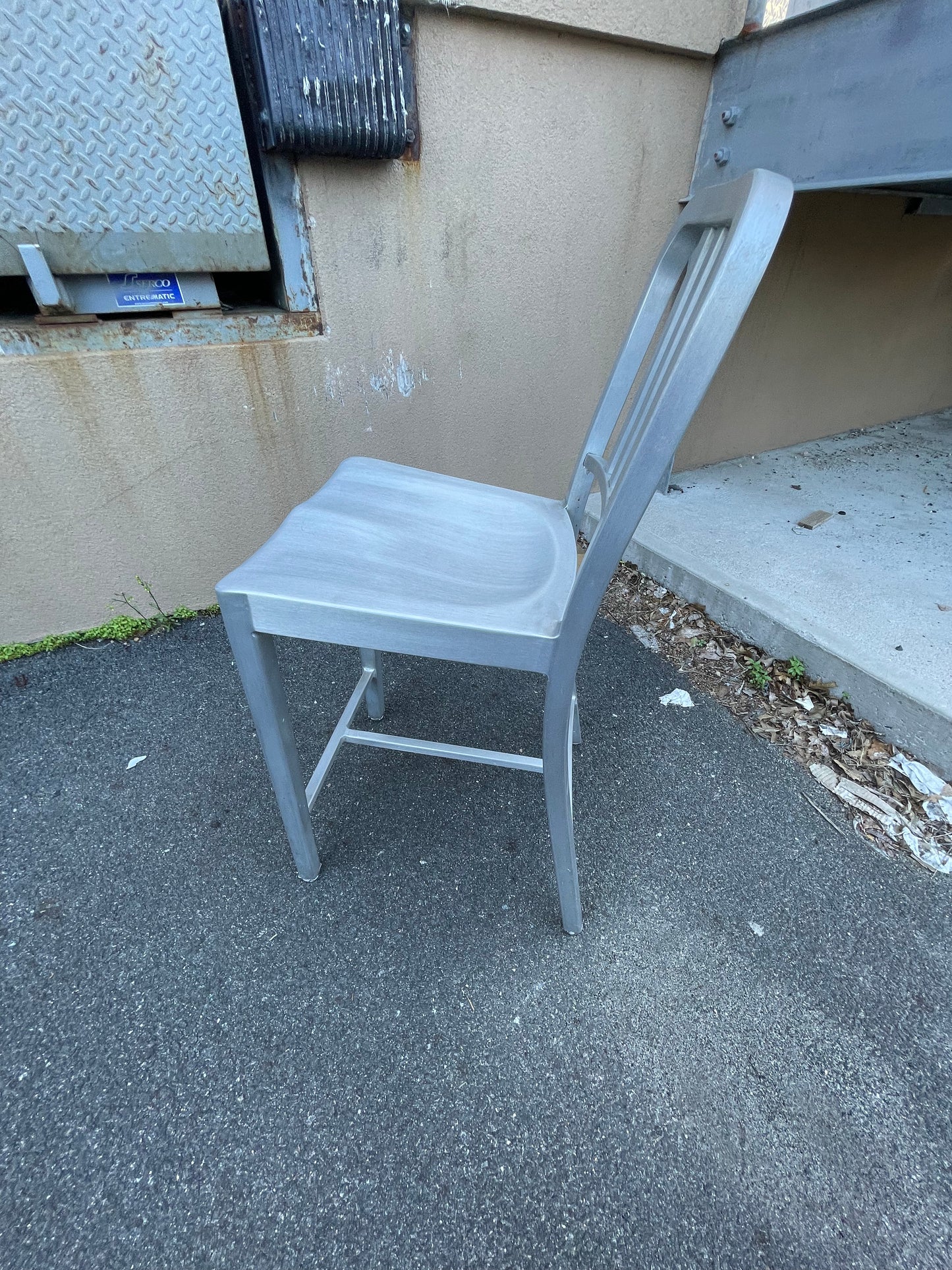 Silver Emeco Navy Counter Height Stools Signed (Pair Available Priced Individually)