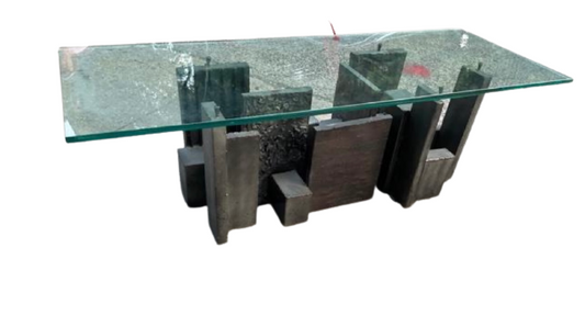 Paul Evans Style Skyline Metal and Glass Coffee Table