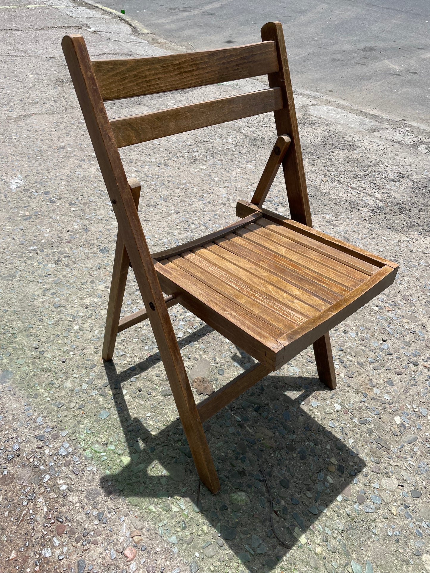 Pair of Dark Wood Slatted Dining Chairs